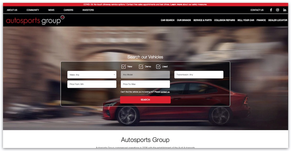 Autosports website